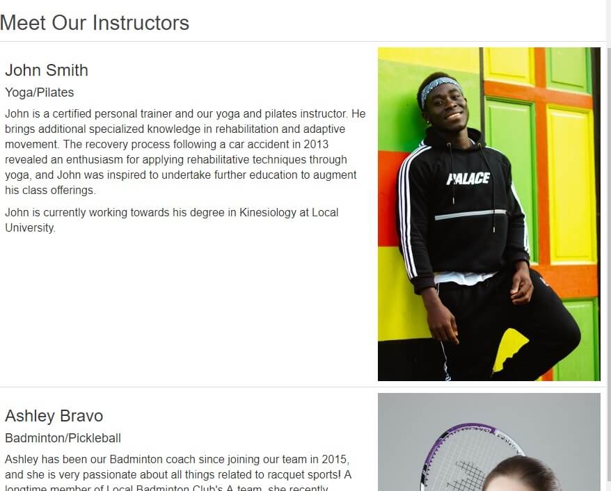 Instructor Page
